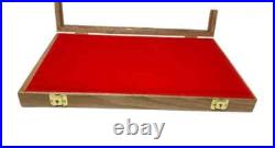 Gun Display Case Pistol 18 x 12 x 3 Revolver Knife Oak Green Wood USA Shadow Box