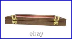 Gun Display Case Pistol 18 x 12 x 3 Revolver Walnut & Blue Wood USA Shadow Box