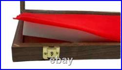 Gun Display Case Pistol 18 x 12 x 3 Revolver Walnut & Blue Wood USA Shadow Box