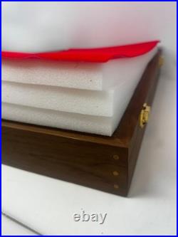 Gun Display Case Pistol 18 x 12 x 4 Revolver Walnut & Blue Wood USA Shadow Box