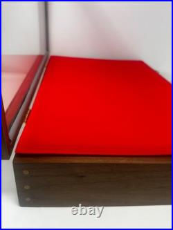 Gun Display Case Pistol 18 x 12 x 4 Revolver Walnut & Blue Wood USA Shadow Box