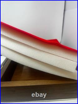 Gun Display Case Pistol 18 x 12 x 4 Revolver Walnut & Blue Wood USA Shadow Box