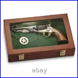 Gun Display Case Walnut Green Felt Handgun Pistol Revolver Watch Lock Shadow Box
