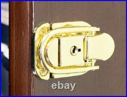 Gun Display Case Walnut LED Light Handgun Pistol Revolver Lock Wood Shadow Box