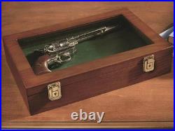 Gun Display Case Wood Handgun Pistol Revolver Glass Lock Knife Shadow Box Trophy