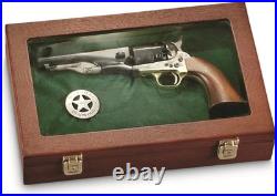 Gun Display Case Wood Handgun Pistol Revolver Glass Lock Knife Shadow Box Trophy