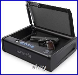 Gun Pistol Safe Box Metal Case Biometric Fingerprint Lock One Handgun Storage