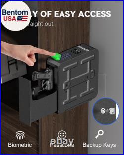 Gun Safe, Slider Biometric Pistol Safe Fingerprint Bedside Gun Lock Box, 3 Ways