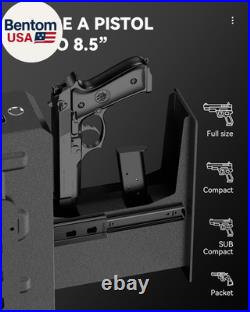 Gun Safe, Slider Biometric Pistol Safe Fingerprint Bedside Gun Lock Box, 3 Ways