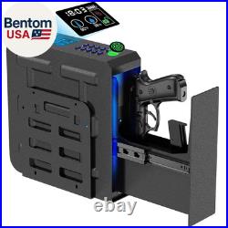 Gun Safe, Slider Biometric Pistol Safe Fingerprint Bedside Gun Lock Box, 3 Ways