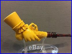 Gun in Hand Pipe BY SADIK YANIK Block Meerschaum-NEW W CASE#18 Free Shipping