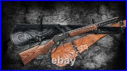 HAND TOOLED RIFLE COVER SCABBARD SHOTGUN SLEEVE GENUINE LEATHER CASE BROWN Black