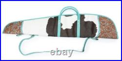 Hair On Hide Range Shooting Case-Hand tooled leather, 47-Rifle/Shotgun-teal Hair On Hide Range Shooting Case-Hand tooled leather, 47-Rifle/Shotgun-teal