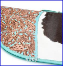 Hair On Hide Range Shooting Case-Hand tooled leather, 47-Rifle/Shotgun-teal Hair On Hide Range Shooting Case-Hand tooled leather, 47-Rifle/Shotgun-teal