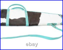 Hair On Hide Range Shooting Case-Hand tooled leather, 47-Rifle/Shotgun-teal Hair On Hide Range Shooting Case-Hand tooled leather, 47-Rifle/Shotgun-teal