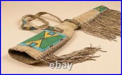 Hand-Beaded Suede Fringe Gun Cover Native Leather Rifle Scabbard Case Western