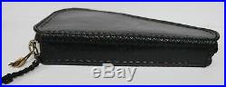 Hand Crafted Solid Black Leather Pistol Medium Gun Rug Case Fleece Lined New