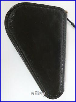 Hand Crafted Solid Black Leather Pistol Medium Gun Rug Case Fleece Lined New