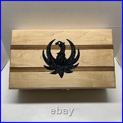 Hand Crafted Solid Maple Walnut Ruger Wood Gun Storage Box 13.75 x 8 x 4.5