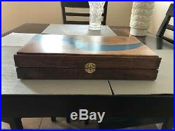 Hand Crafted Solid wood Storage boxes, gun case, display box blue Epoxy