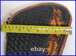Hand Crafted Tooled Brown Leather Gun Revolver Case Large Fleece Lined Oak Leaf Hand Crafted Tooled Brown Leather Gun Revolver Case Large Fleece Lined Oak Leaf