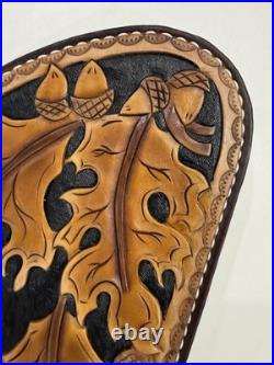 Hand Crafted Tooled Leather Large Gun Revolver Case Oak Leaf Heirloom Quality
