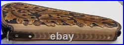 Hand Crafted Tooled Leather Large Gun Revolver Case Oak Leaf Heirloom Quality