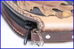 Hand Crafted Tooled Leather Large Gun Revolver Case Oak Leaf Heirloom Quality Hand Crafted Tooled Leather Large Gun Revolver Case Oak Leaf Heirloom Quality