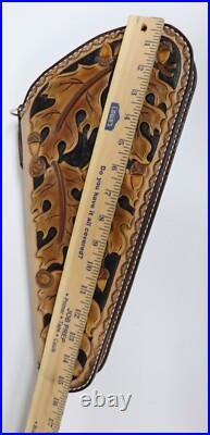 Hand Crafted Tooled Leather Large Gun Revolver Case Oak Leaf Heirloom Quality Hand Crafted Tooled Leather Large Gun Revolver Case Oak Leaf Heirloom Quality