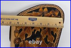 Hand Crafted Tooled Leather Large Gun Revolver Case Oak Leaf Heirloom Quality Hand Crafted Tooled Leather Large Gun Revolver Case Oak Leaf Heirloom Quality