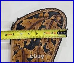 Hand Crafted Tooled Leather Large Gun Revolver Case Oak Leaf Heirloom Quality