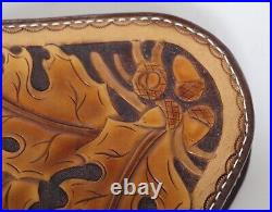 Hand Crafted Tooled Leather Medium Gun Rug Case Oak Leaf Heirloom Quality