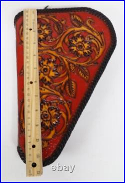 Hand Crafted Tooled Leather Medium Gun Rug Case Western Floral Brown / Red Hand Crafted Tooled Leather Medium Gun Rug Case Western Floral Brown / Red