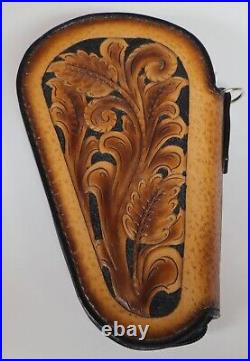 Hand Crafted Tooled Leather Small Gun Case Rug Brown Western Floral Fleece Lined