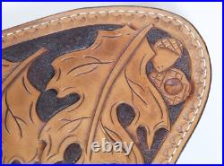 Hand Crafted Tooled Oak Leaf Medium Gun Revolver Case Rug Brown Heirloom Quality Hand Crafted Tooled Oak Leaf Medium Gun Revolver Case Rug Brown Heirloom Quality