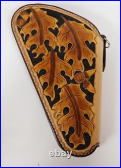 Hand Crafted Tooled Oak Leaf Medium Gun Revolver Case Rug Brown Heirloom Quality Hand Crafted Tooled Oak Leaf Medium Gun Revolver Case Rug Brown Heirloom Quality