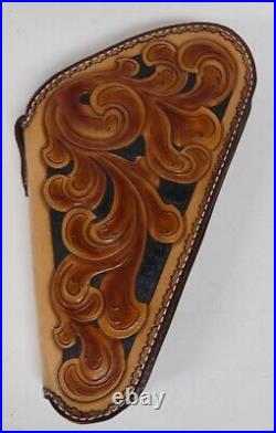 Hand Crafted Western Tooled Medium Gun Revolver Case Rug Brown Heirloom Quality Hand Crafted Western Tooled Medium Gun Revolver Case Rug Brown Heirloom Quality
