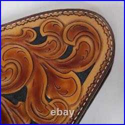 Hand Crafted Western Tooled Medium Gun Revolver Case Rug Brown Heirloom Quality Hand Crafted Western Tooled Medium Gun Revolver Case Rug Brown Heirloom Quality