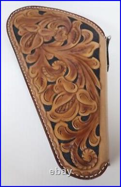 Hand Crafted Western Tooled Medium Gun Revolver Case Rug Brown Heirloom Quality Hand Crafted Western Tooled Medium Gun Revolver Case Rug Brown Heirloom Quality