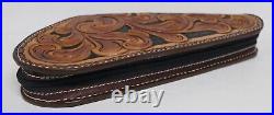 Hand Crafted Western Tooled Medium Gun Revolver Case Rug Brown Heirloom Quality Hand Crafted Western Tooled Medium Gun Revolver Case Rug Brown Heirloom Quality
