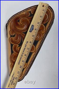 Hand Crafted Western Tooled Medium Gun Revolver Case Rug Brown Heirloom Quality Hand Crafted Western Tooled Medium Gun Revolver Case Rug Brown Heirloom Quality