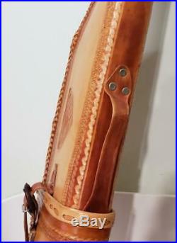 Hand Tooled Leather Gun Rifle Case Both Sides Tooled Lined, Great Stitching