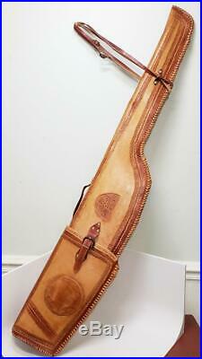 Hand Tooled Leather Rifle Gun Case Both Sides tooled Lined All stitching good