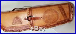 Hand Tooled Leather Rifle Gun Case Both Sides tooled Lined All stitching good