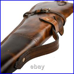 Hand Tooled Rifle Cover Scabbard Shotgun Sleeve Genuine Leather Carry Case Brown