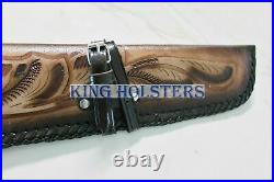 Hand Tooled Rifle Cover Scabbard Shotgun Sleeve Genuine Leather Case Brown Brown
