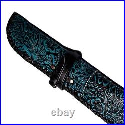 Hand Tooled Rifle Cover Scabbard Shotgun Sleeve Genuine Leather Hard Case Brown
