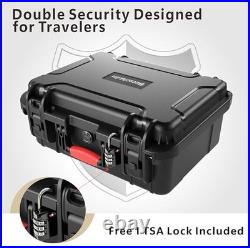 Handgun Case for Multiple Pistols & Mags TSA Approved Waterproof Hard Shell, F