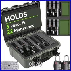 Handgun Hard Case TSA Locking Waterproof Pre-Cut Foam Silica Gel