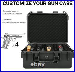 Hard Gun Case for 4 Handgun Pistols Holds 4 Pistol Case & 24 Magazines, Pre